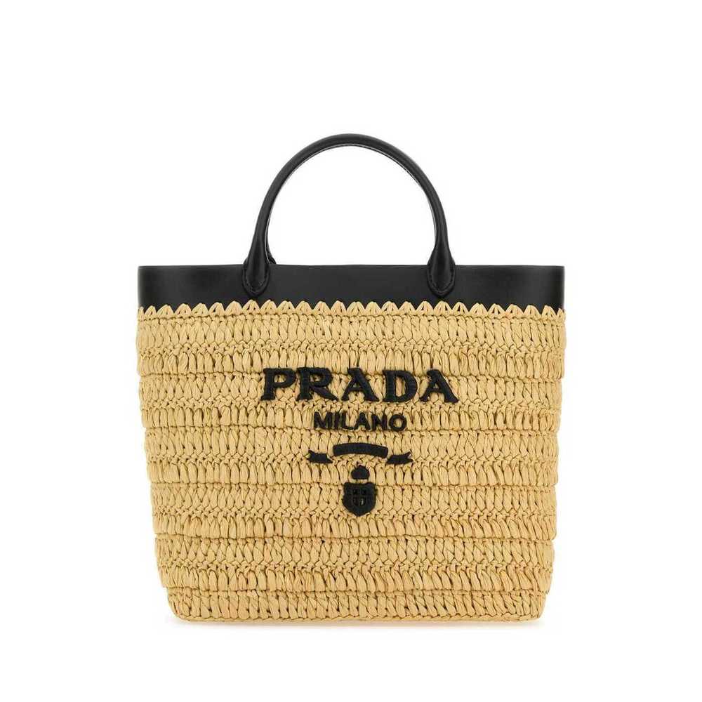 Prada Beach Crochet Tote Bag Beige Tan